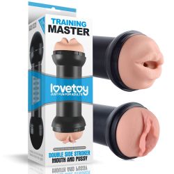 Training Master, obojstranný masturbátor pre mužov, Stroker - vagína a ústa, 21 cm